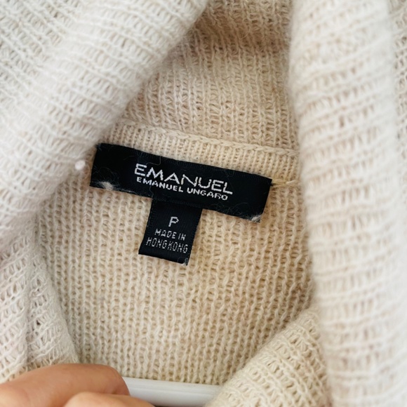 Angora Rabit Hair Cashmere White Cream long sleeve hoodie - Picture 4 of 8